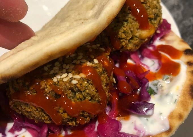 Steps to Make Quick Herby falafel - lightly fried then oven baked 🧆