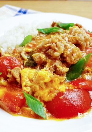 滑蛋蕃茄牛肉飯（簡單） 的食譜成品照片