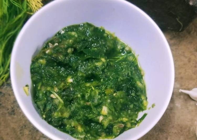 Recipe of Homemade Sil batta green chutney