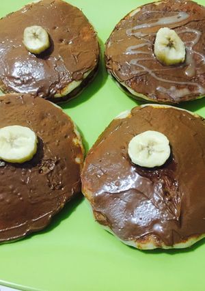صورة لوصفة بان كيك بالنوتيلا بالموز 😋
