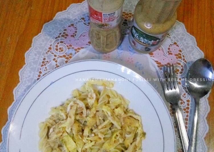 Resep Pasta Salad with Goma/Sesame/Wijen Dressing (Makaroni Fusilli) パスタと卵のごまドレサラダ Enak