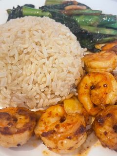 รูปของ กุ้งผัดน้ำพริกเผาคะน้าฮ่องกง