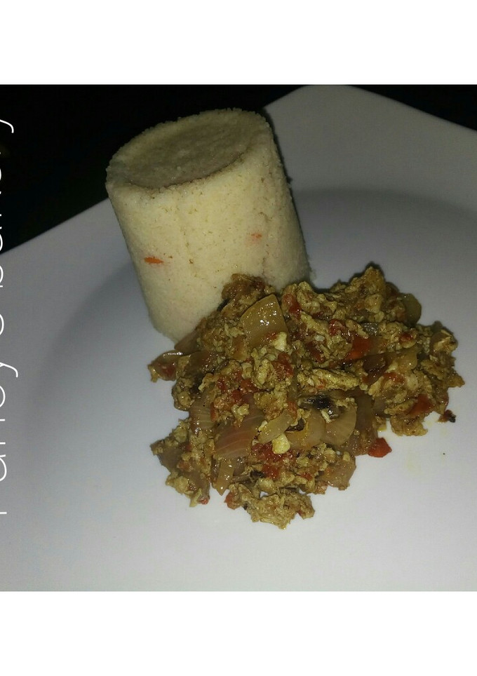 A picture of Couscous with cabbage sauce.