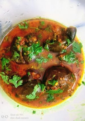 A picture of Baigan Tomato Curry.