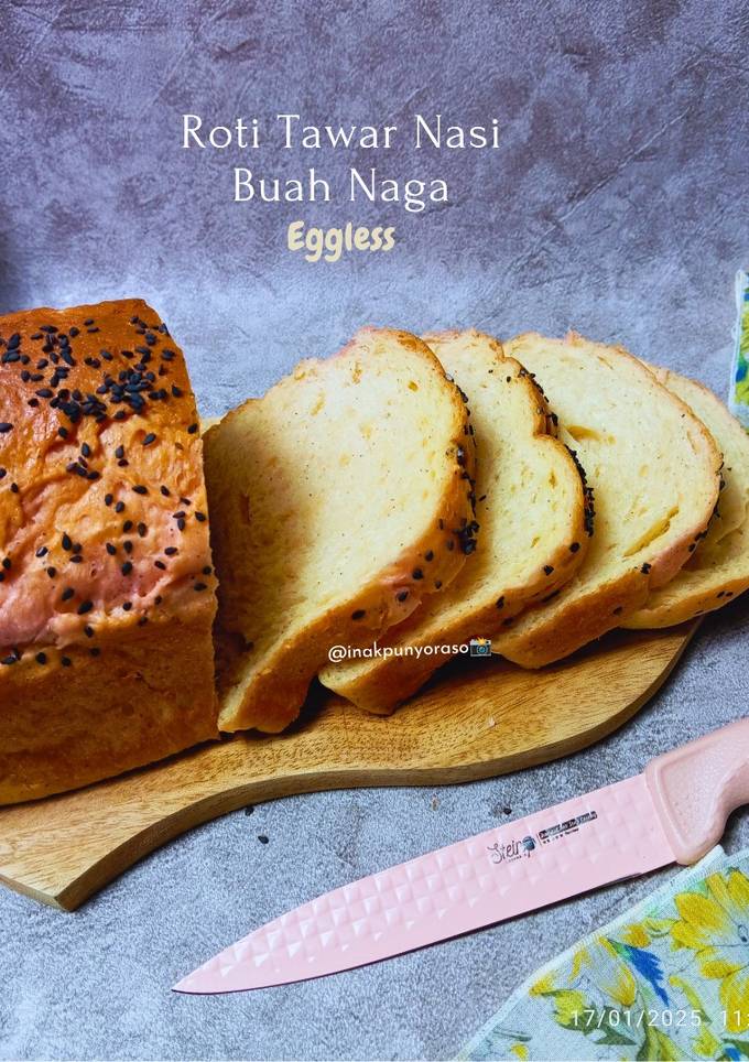 Resep Roti Tawar Nasi Buah Naga(Eggless) Super Lembut oleh Oktaviani ...