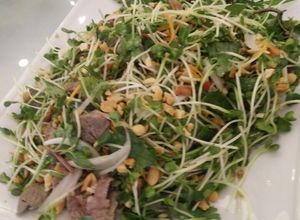 Hình của món Gỏi rau mầm trộn bê.