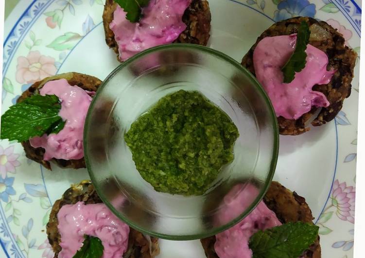 Recipe of Homemade Rajma Galouti Kebab with beetroot dip