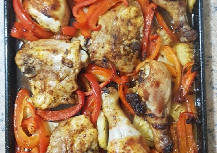 Step-by-Step Guide to Make Super Quick Homemade Baked chicken with pineapples and capsicums (bell pepper)