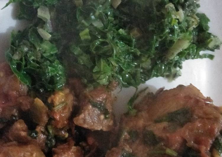 Wet fry beef and greens