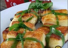 Aperitivo de queijo coalho com cebolinha