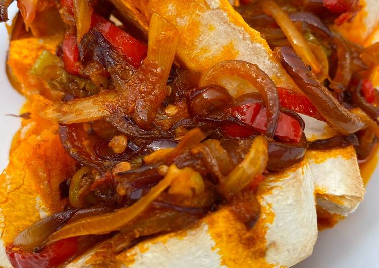 Steps to Prepare Quick Oven roasted yam with native palm oil sauce