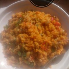 A picture of Rice and beans jollof.