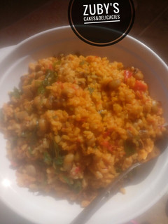 A picture of Rice and beans jollof.