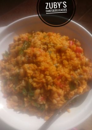 A picture of Rice and beans jollof.