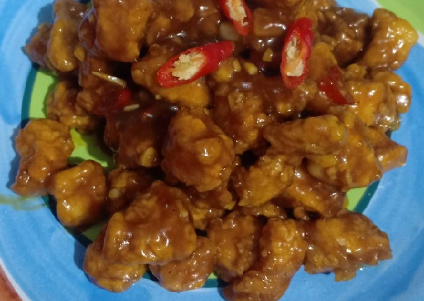 Ayam goreng tepung saos jeruk nutrisari