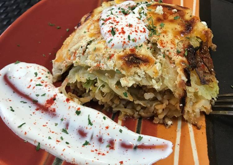 Layered savory cabbage casserole 🥘