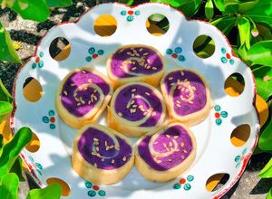 Hình của món Trứng Cuộn Khoai Lang Tím.