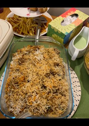 A picture of Hyderabadi Mutton Biryani.
