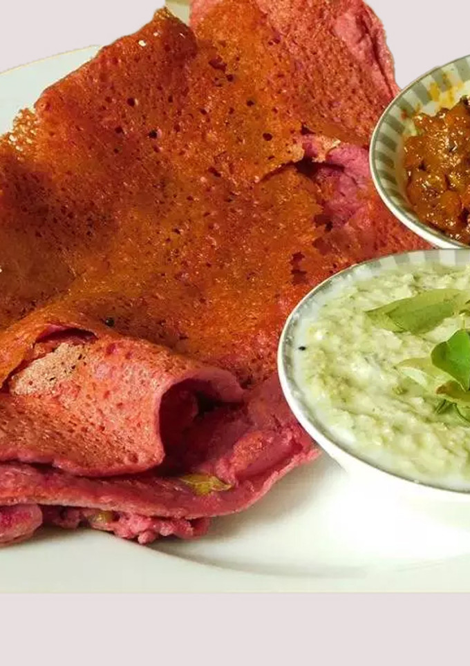 தினை அரிசி பீட் ரூட் தோசை செய்முறை முக்கிய புகைப்படம்