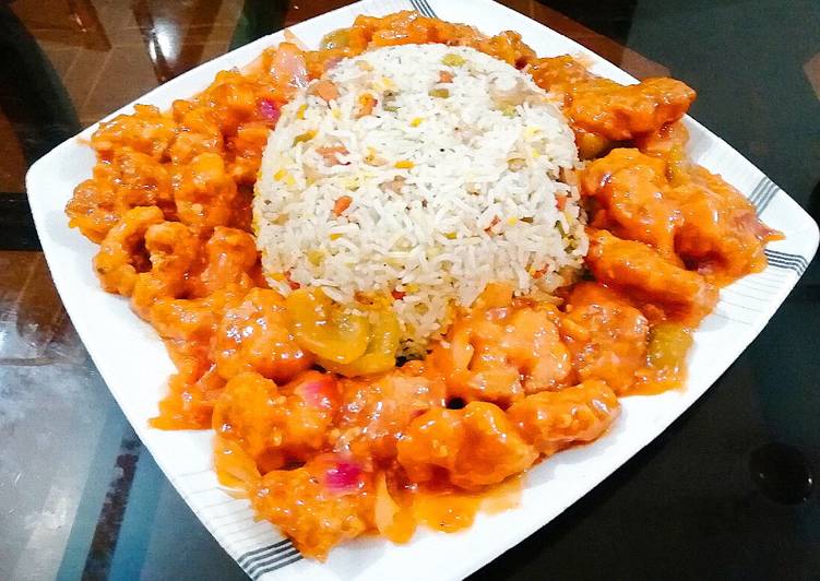 Chikan manchurian with fried rice