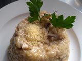 Risotto con pollo y champiñones