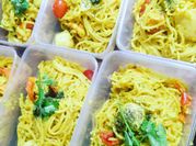 A picture of prawns spaghetti