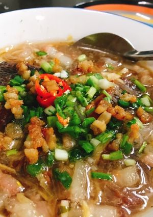 Hình của món Mắm cá lóc chưng thịt ba rọi.