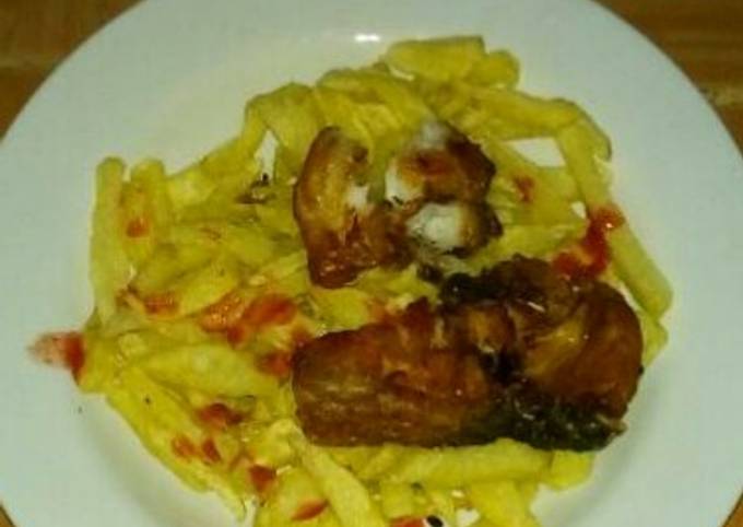 Chips and Fried Fish fillet