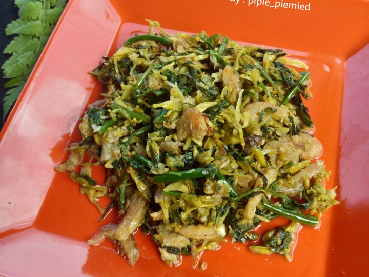 Cara Gampang Membuat Tumis Bunga Pepaya with Pakis Anti Gagal