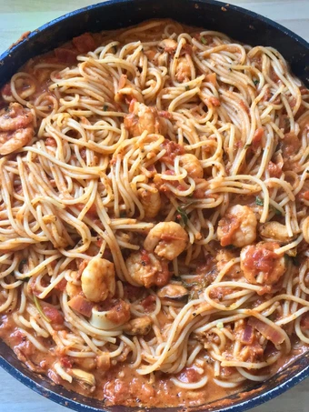 Easy Way Make Spicy Seafood Pasta the Perfect Can spoil the tongue