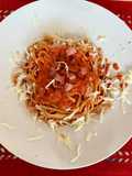 Linguini 🍝με σύγκλινο 🥩και Μετσοβονε 🧀