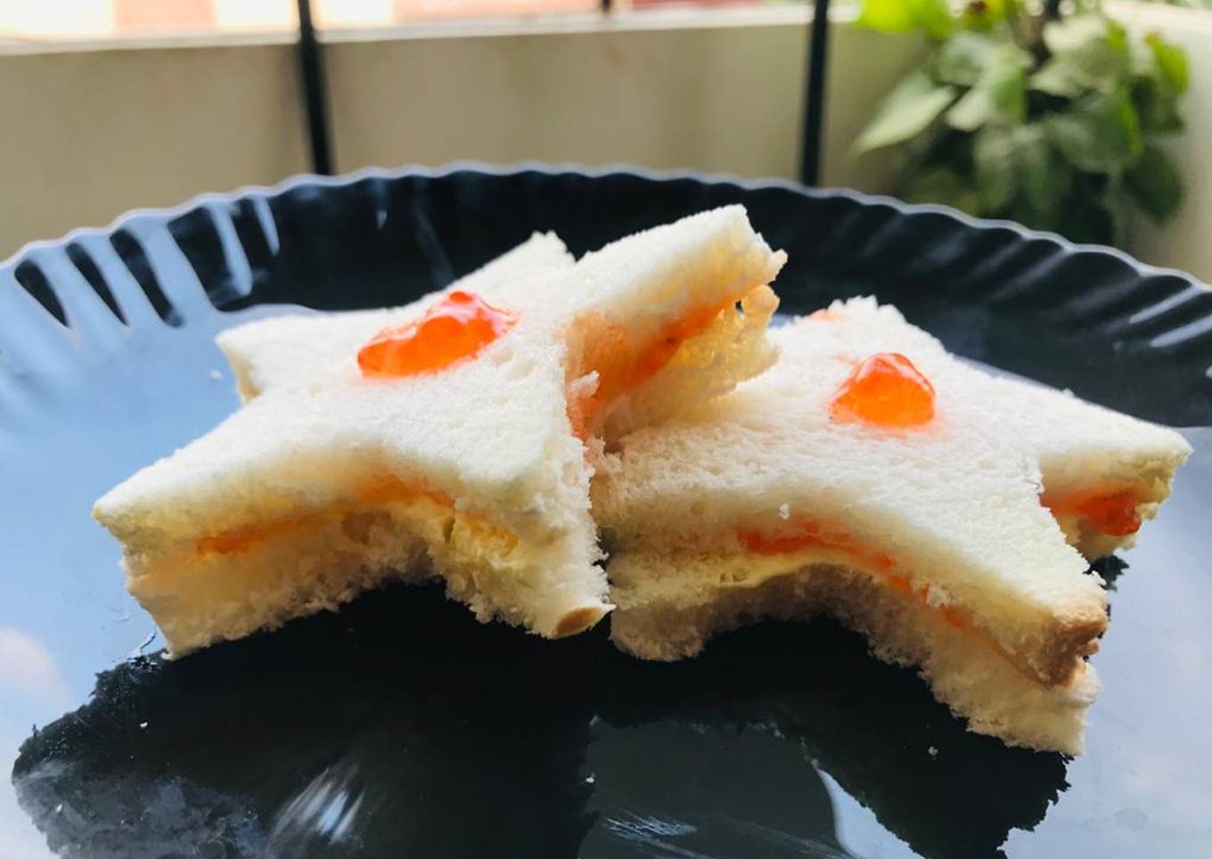 Jam butter star sandwich