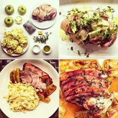 A picture of Pork Roast with Apple & Cider Sauce.