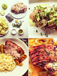 A picture of Pork Roast with Apple & Cider Sauce.