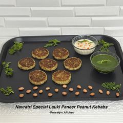 A picture of Navratri Special Lauki Paneer Peanut Kebabs with Vrat-Friendly Green Chutney.