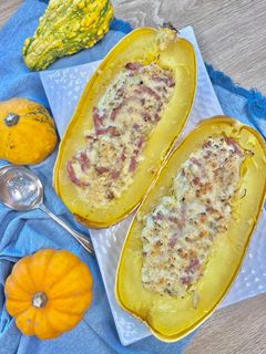 Une photo de Courge spaghetti à la carbonara