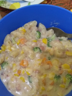 Foto resep Macaroni veggie carbonara alaa anak kost