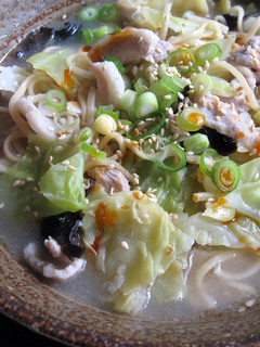 A picture of Pork & Cabbage ‘Tonkotsu’ Ramen Soup.