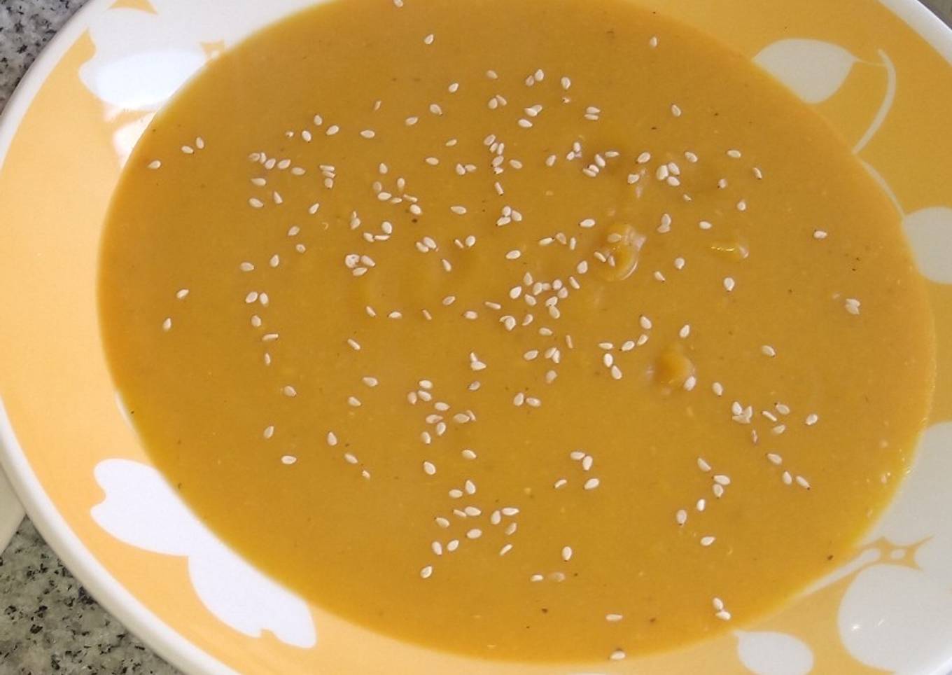 Sopa crema calabaza y berenjena