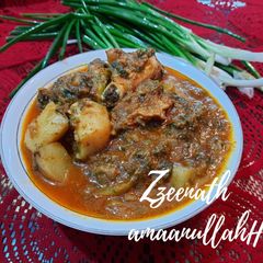 Hyderabadi Aloo Gosht with Green Onions A picture of Hyderabadi Aloo Gosht with Green Onions.