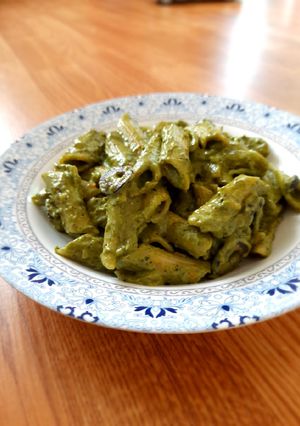 A picture of Pesto pasta.