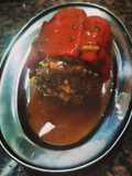 Morrón relleno en su salsa