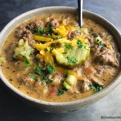 A picture of Cheeseburger Soup.