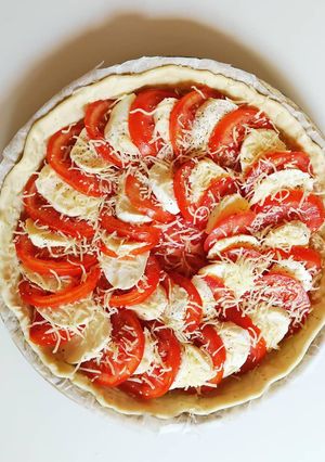 Une photo de Tarte à la tomate/mozzarella