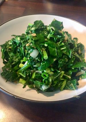 A picture of Asian Style Fried Greens.