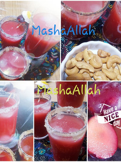 A picture of Plum, grape and citrus rind juice.