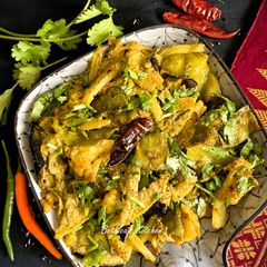 A picture of Phulkopir Data Chorchori (Cauliflower Stems Stir Fry - Bong Style).
