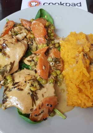 A picture of My Creamy Ginger Lemon And Tarragon Chicken. 😃.