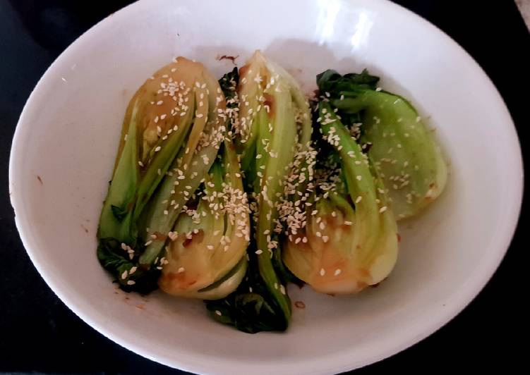 Steps to Prepare Super Quick Homemade My Sesame Pak Choi Ginger + Smoked Garlic. 😍