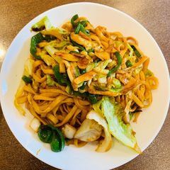 A picture of Easy and quick vegetarian fried noodles!.